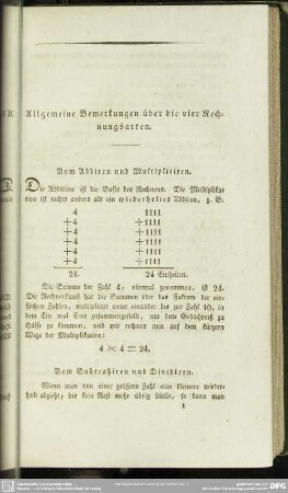 Allgemeine Bemerkungen über die vier Rechnungsarten