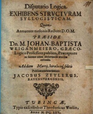 Disp. log. exhibens structuram syllogisticam
