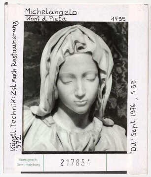 Michelangelo: Pietà. Rom, St. Peter, Zustand nach Restaurierung 1972,
