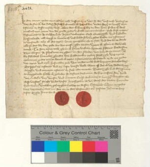 Testament des Bürgers Bernd van Verden, besiegelt von den Ratsmannen Ludeke van Winsen und Hermen Cruse.