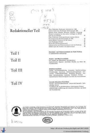 Inhaltsübersicht, Ehrenbürger, Luftaufnahme, Freiburger Kalendarium.