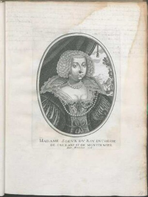 Madame Soevr Dv Roy Dvchesse De Orleans Et De Montpensier.