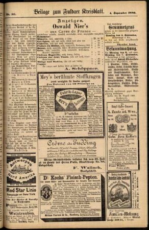 Zweite Ausgabe vom Samstag, den 04. September 1886.