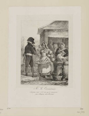 Marktdame und Kommissar, aus: "Lithographisches Album"