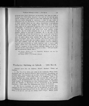 Wendischer Städtetag zu Lübeck. - 1484 Mai 31.