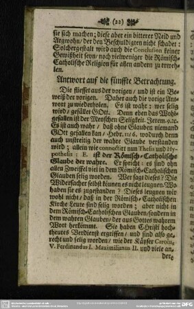 Antwort auf die fünffte Betrachtung