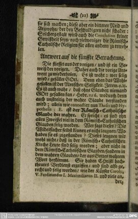 Antwort auf die fünffte Betrachtung