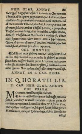 In Q. Horatii Lib. II. Car. Hen. Glar. Annot.