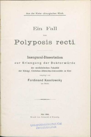Ein Fall von Polyposis recti