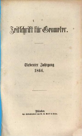 Zeitschrift für Geometer. 7. 1866
