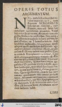 Operis Totius Argumentum.