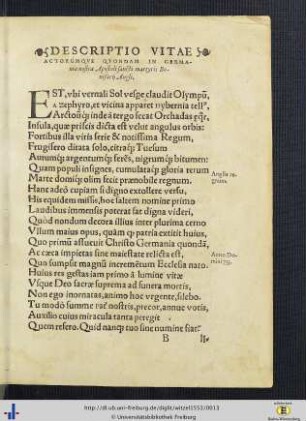 Descriptio vitae actorumque quondam in Germania nostra Apostoli sancti martyris Bonifacii Angli.