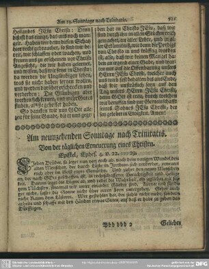 Am neunzehenden Sonntage nach Trinitatis. Von der täglichen Erneuerung eines Christen. Epistel, Ephes. 4. v. 22 - 29