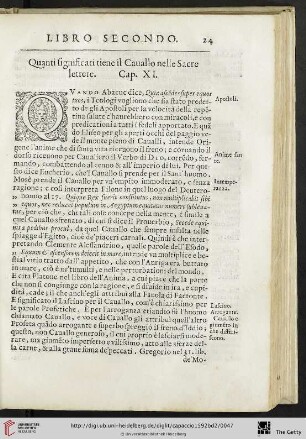 Cap. XI. Quanti significati tiene il Cavallo nelle Sacre lettere