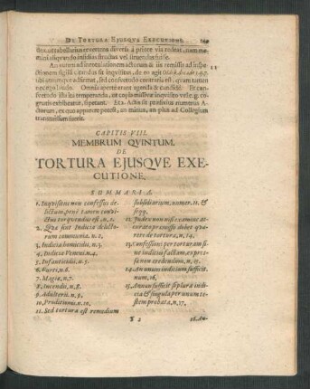 Membrum Quintum. De Tortura Ejusque Executione