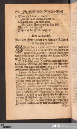 Das X. Capitel. Von der Herrlichkeit der Kinder GOttes im ewigen Leben.