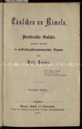 Sämtliche Werke von Fritz Reuter, Bd. 1