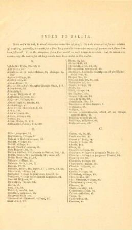 Index to Ballia