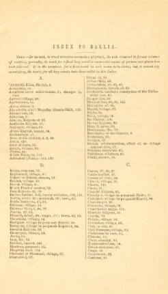 Index to Ballia