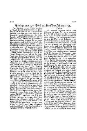 Beylage zum 15ten Stück der Deutschen Zeitung 1791