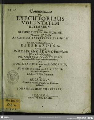 Commentatio De Executoribus Voluntatum Ultimarum