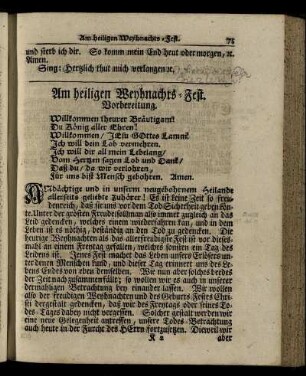 Am heiligen Weyhnachts-Fest – Am Sonntag nach dem heiligen Weyhnachts-Fest