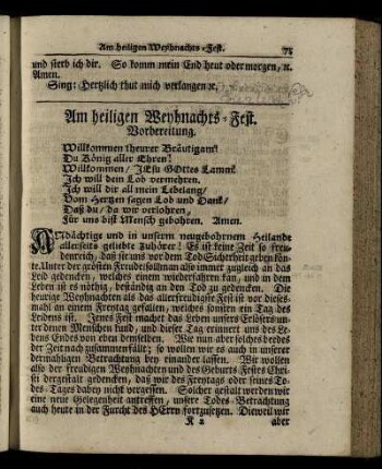 Am heiligen Weyhnachts-Fest – Am Sonntag nach dem heiligen Weyhnachts-Fest