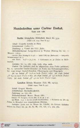 Handschriften unter Corbier Einfluss