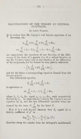 Illustrations of the theory of critical functions.