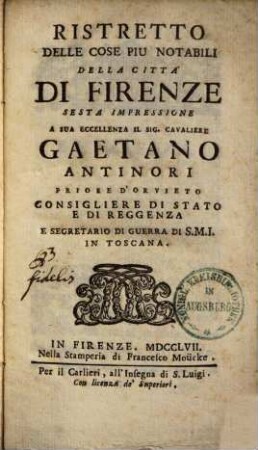 Ristretto delle cose più notabili della città di Firenze