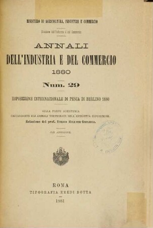 Annali del industria e del commercio. 29. 1880