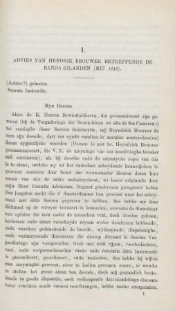 I. Advies van Hendrik Brouwer betreffende de Banda-Eilanden (Mei 1612)