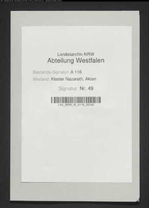 Prozeß v. Hörde zu Schwarzenraben ./. Kloster Nazareth wegen des Pflanzrechts des Kolonen Ulenkucken.