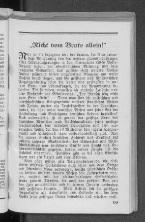 "Nicht vom Brote allein!"