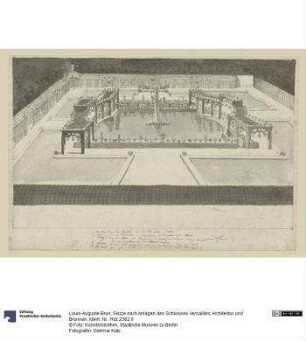 Skizze nach Anlagen des Schlosses Versailles, Architektur und Brunnen