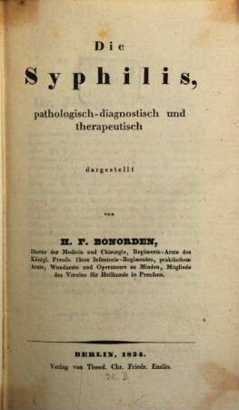 Die Syphilis pathologisch-diagnostisch und therapeutisch dargestellt
