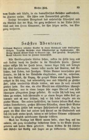 Sechstes Abenteuer: Seltsames Beginnen reisender Gaukler in einem Weinhause nebst hinlänglichen Prügeln ...