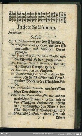 Index Sectionum