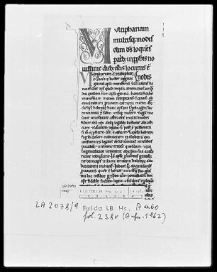 Petrus Lombardus, Commentarius in Epistulas Pauli — Initiale M (ultiphariam), Folio 238verso