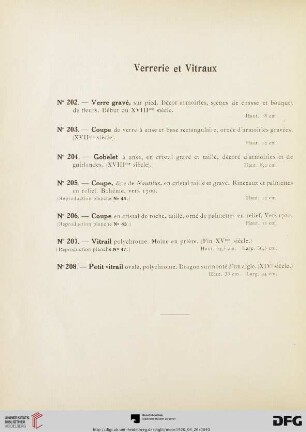 Verrerie et Vitraux (Nr. 202-208)