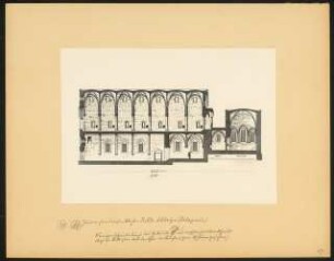 Kloster Bella Abbaye Mittelalterliche Bauten auf der Insel Cypern. Aufnahmen und Rekonstruktionen: Längsschnitt durch den Bauteil FG