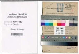 Entnazifizierung Johann Plum , geb. 15.09.1891 (Streckenwaerter)