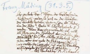 Brief an Franz Mäding