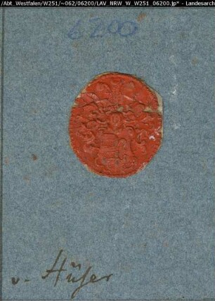 Siegler: Hüfer Überlieferungsart: Abdruck. Stoff: Lack Farbe: rot Form: oval. Durchmesser: 20 mm