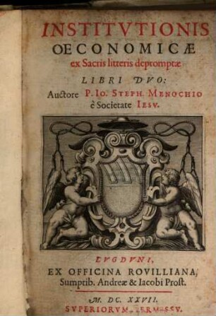 Institutionis oeconomicae ex Sacris litteris depromptae libri duo