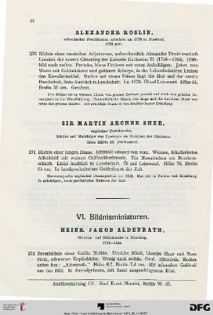 VI. Bildnisminiaturen (Nr. 272-286)