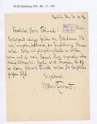Brief an Richard Dehmel