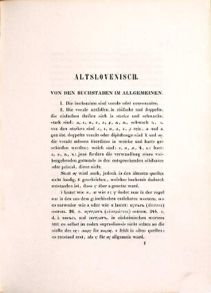 Vergleichende Grammatik der slavischen Sprachen : von Franz Miklosich. Hrsg. m. Unterstützung d. Kaiserl. Akad. d. Wiss., 1. Vergleichende Lautlehre der slavischen Sprachen