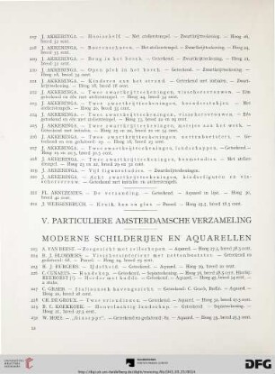 V. Particuliere amsterdamsche verzameling; moderne schilderijen en aquarellen (Nr. 223-244)