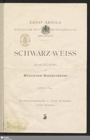 Schwarz-Weiss : Ausstellung des Münchner Radirvereins : April 1894